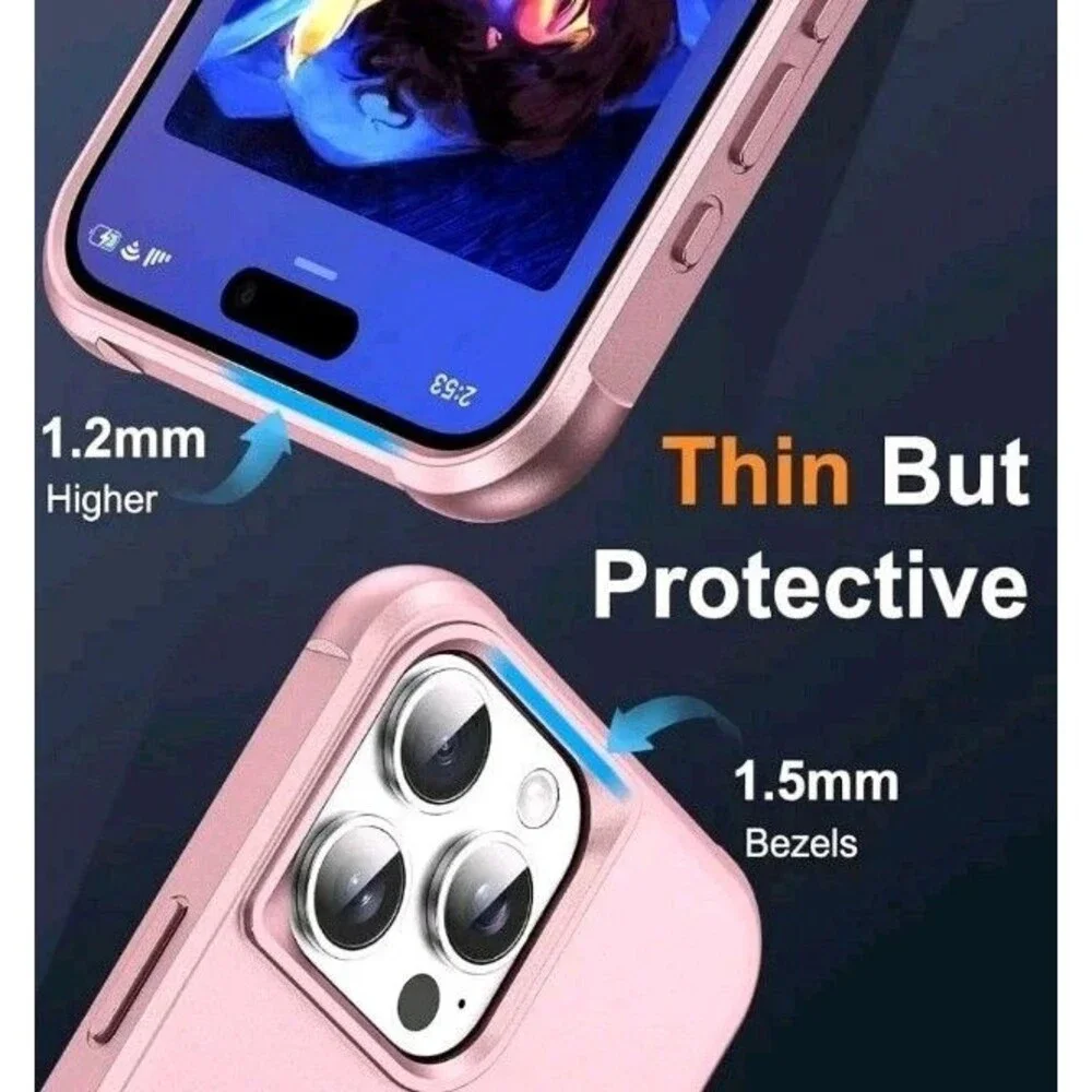SKYLMW Compatible with iPhone 12/13 Pro Max Case with Stand,Rose GoldiPhone...